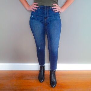 Title Lauren Conrad Skinny Ankle Jeans Dark Wash Size 4 Distressed